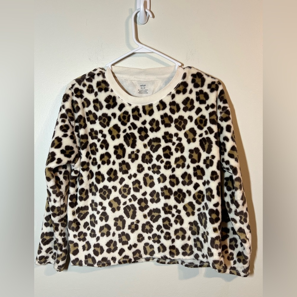 Aerie Oversized Cheetah Crewneck, sz XS